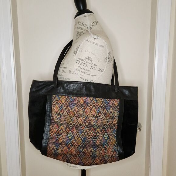 70s Kilim Leather Tote Carpetbag - Picture 2 of 12